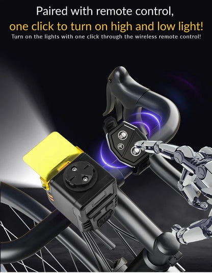 New Multifunctional Q05 MTB Bike Light Rechargeable Waterproof Remote Control White Red Blue LED Outdoor Cycling Birthday Gift - AMULET RING STORE