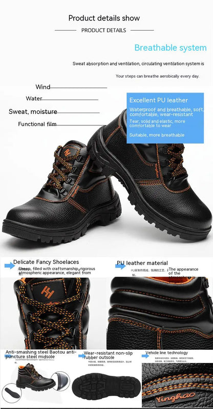Wear-resisting Men Work Safety Boots Anti-smash Anti-puncture Work Sneakers Waterproof Boots Indestructible Protective Work Boot - AMULET RING STORE