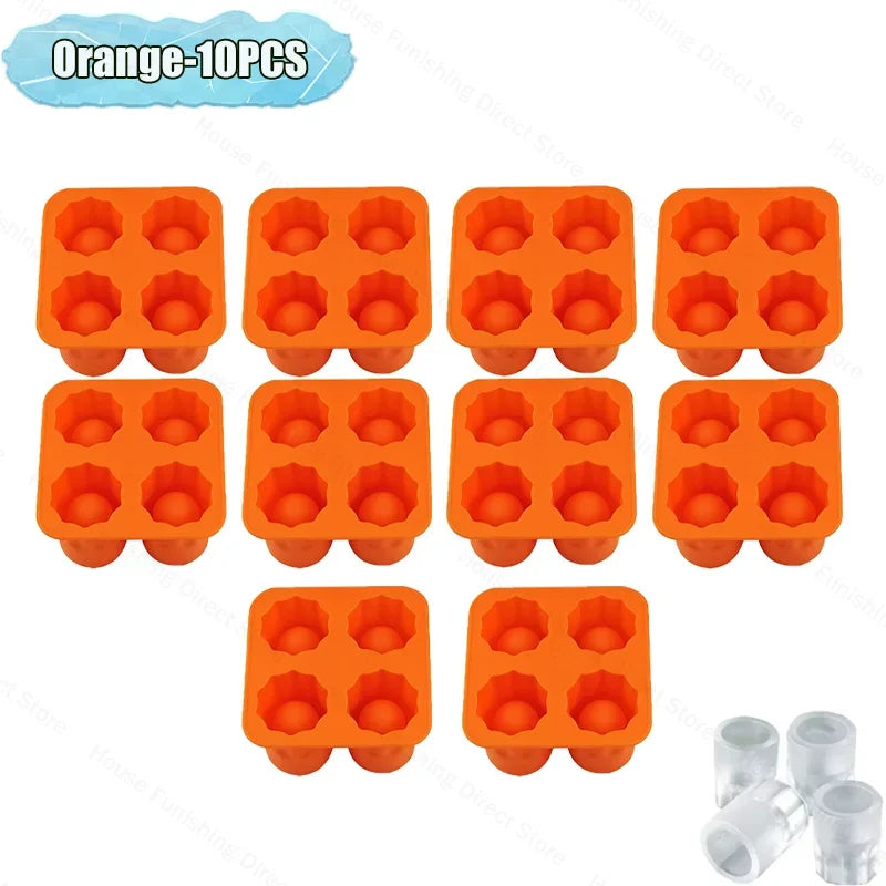 4Cup Shape Silicone Ice Cube Mold Tray for Summer Bar Party DIY Cold Drinks Kitchen Essential Ice Cup Maker Compartment Mold - AMULET RING STORE