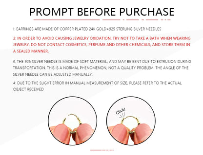 925 Sterling Silver Needle Fashion Round Pendant Small Earrings Luxury Gold Hoop Earrings for Women Premium Black Jewelry Gifts - AMULET RING STORE