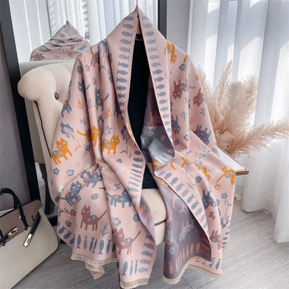 Cashmere Scarf for Women Thick Warm Winter Blanket Brand Female Luxury Quality Shawl Wrap Bufanda 2024 Poncho Echarpe Pashmina