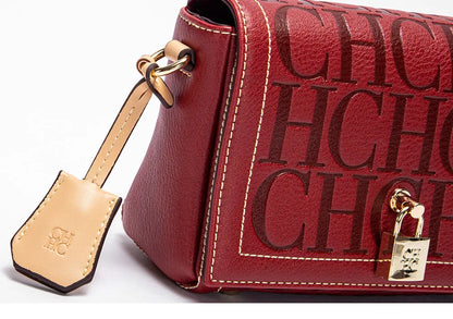 Fashion Design Model Metal Accessories Buckle Women's Shoulder Bag Luxury Brand 2025 Fashion Solid Colour Printed Head Bag