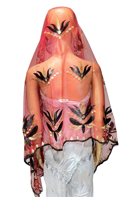 on sale 2025 New African Net Hijab Scarf For Muslim Women African Dubai Islam Headscarf Embroidery Shawls voile - AMULET RING STORE