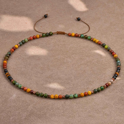 Black Onyx Turquoise Necklace for Men 6mm Natural Stone Beaded Energy Jewelry Adjustable Hand-Knotted Men's Necklace Healing Cry