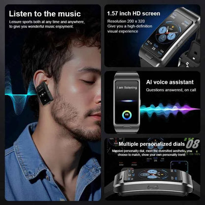 LIGE 2 In 1 TWS Headset Smart Watch 1.57" Men Women GPS Sports Fitness ECG Heart Rate Watches Bluetooth Call Music Smartwatch