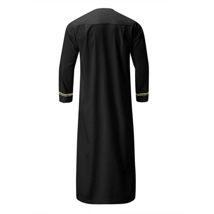 Muslim Fashion Men Jubba Thobes Arabic Pakistan Dubai Kaftan Abaya Robes Islamic Clothing Saudi Arabia Black Long Blouse Dress