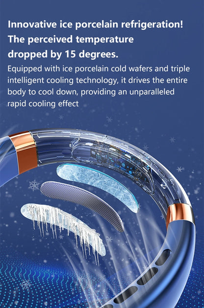 XIAOMI 2025 Neck Fan USB Rechargeable Cooling Fan 5 Speed Adjustable Neck Cooler Digital Display Bladeless Neckband Fan