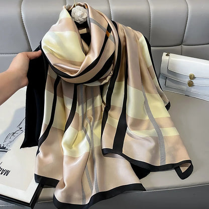 Design Satin Silk Shawl Hijab Scarf Women Fashion Summer Sunscreen Beach Stole Wraps Bufanda Female Headkerchief Echarpe New - AMULET RING STORE