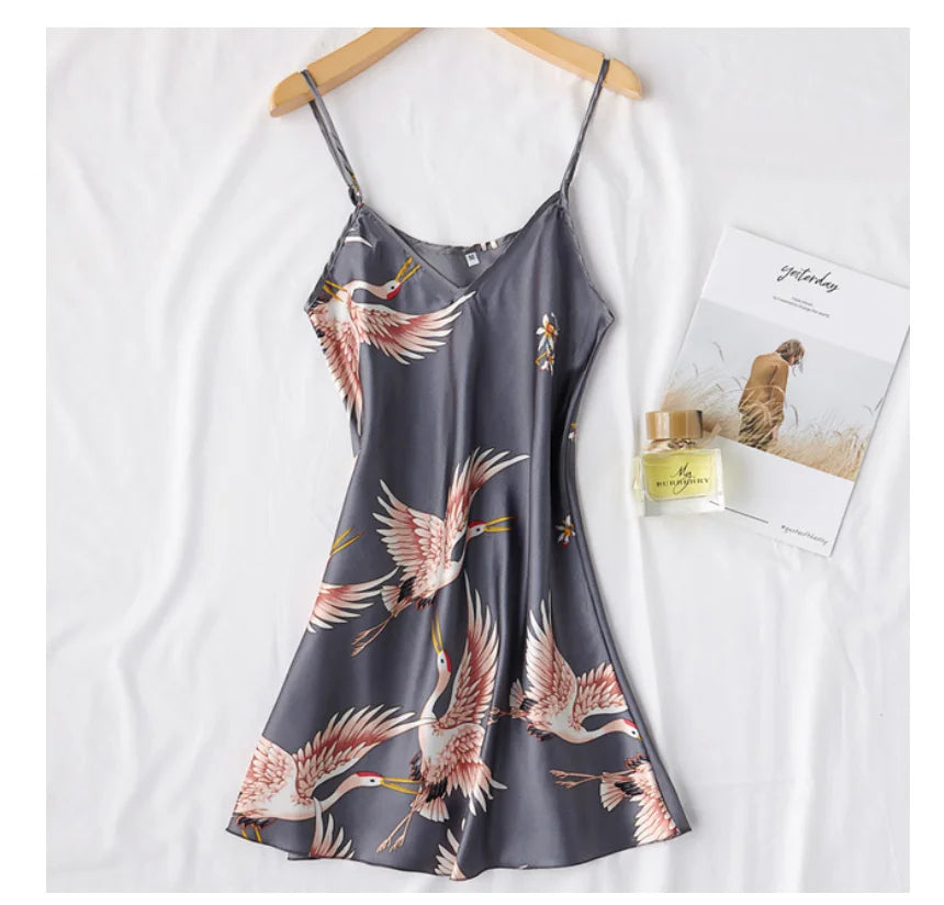 Sexy Nightwear Gown Set Women 2PC Pyjama V-Neck Pajamas Silky Sleepwear Spring Lady Sleep Suit Robe Wear Home Negligee Homewear