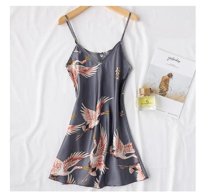 Sexy Nightwear Gown Set Women 2PC Pyjama V-Neck Pajamas Silky Sleepwear Spring Lady Sleep Suit Robe Wear Home Negligee Homewear