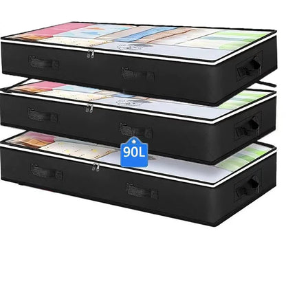 Foldable Under Bed Storage Containers with Clear Window Underbed Toy Organizers and Clothing Storage Bags Closet Storage Bins - AMULET RING STORE