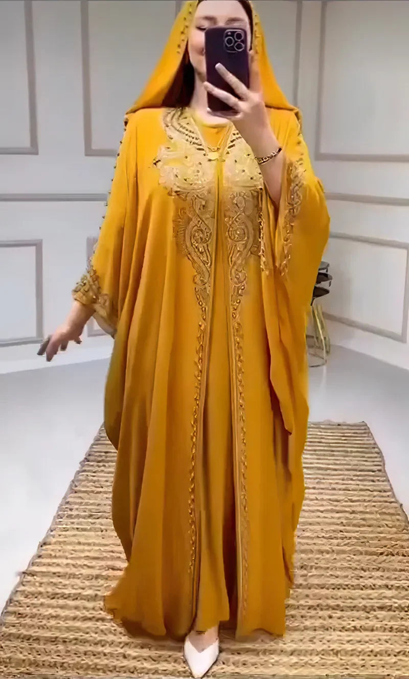 2025 Traditional Hooded Abaya African Dresses for Women Luxury Boubou Dress Africa Clothing Plus Size Dashiki Ankara Outfit Robe