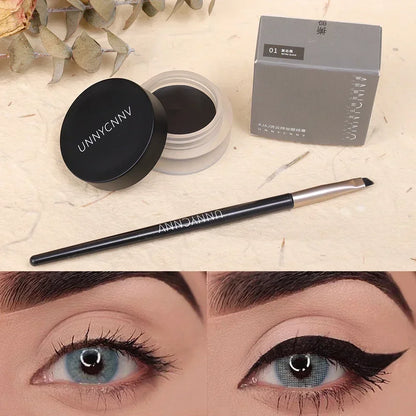 2 in 1 Eyeliner Eyebrow Gel Cream with Brush Waterproof Long-lasting Matte Black Brown Easy Wear Eyeliner Korean Makeup Cosmetic - AMULET RING STORE