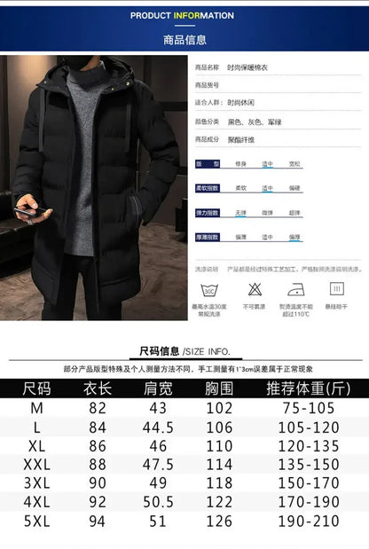 Thicken Warm Men Long Parka Fashion Brand Casual Winter Windbreaker Jacket with Hood Coats Fashion Clothing for Men All-match
