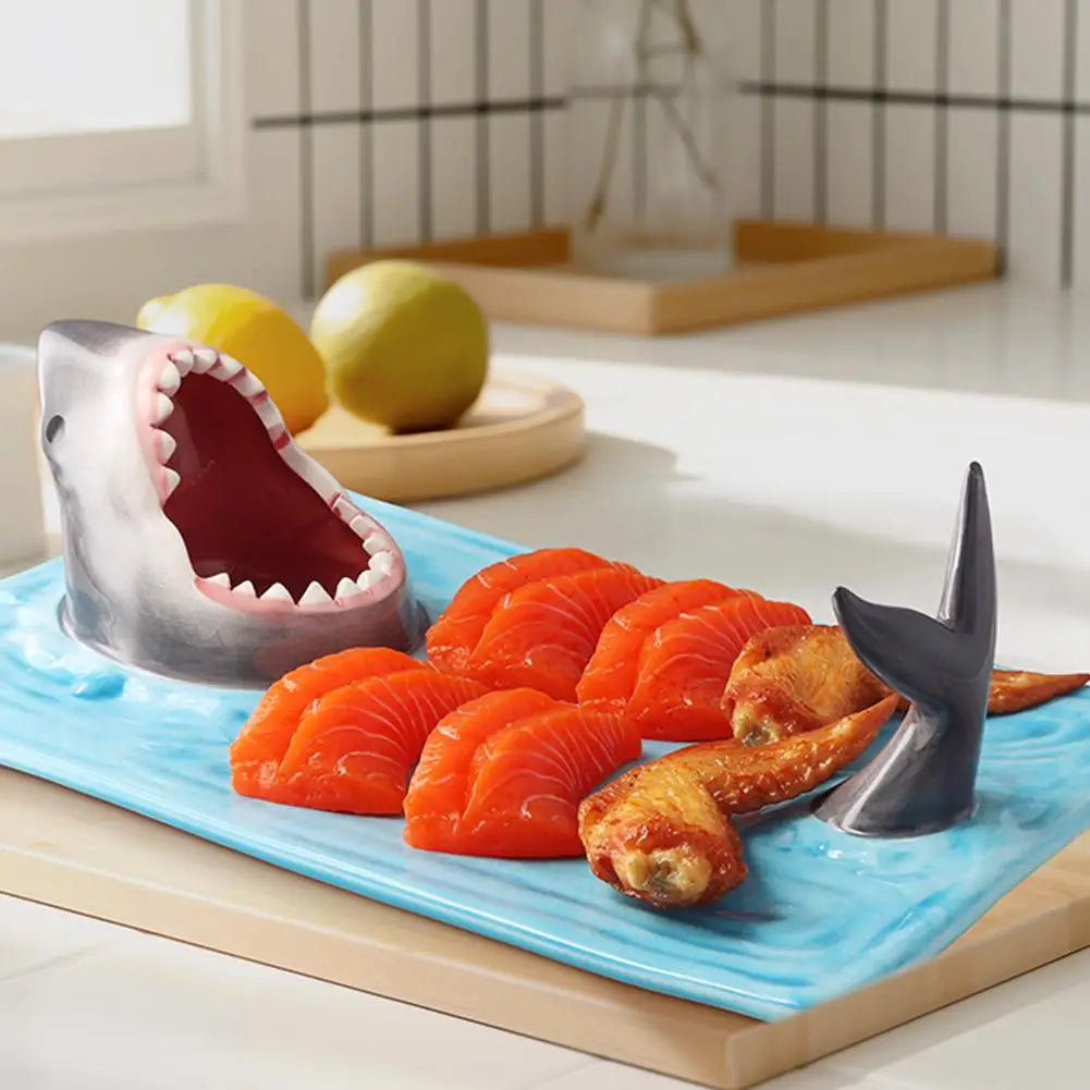 Unique Shark Shape Plate Funny Decorative Ceramic Sushi Plates For Dessert,Cheese Snacks,fruits,vegetable Home Decor Access J6A1 - AMULET RING STORE