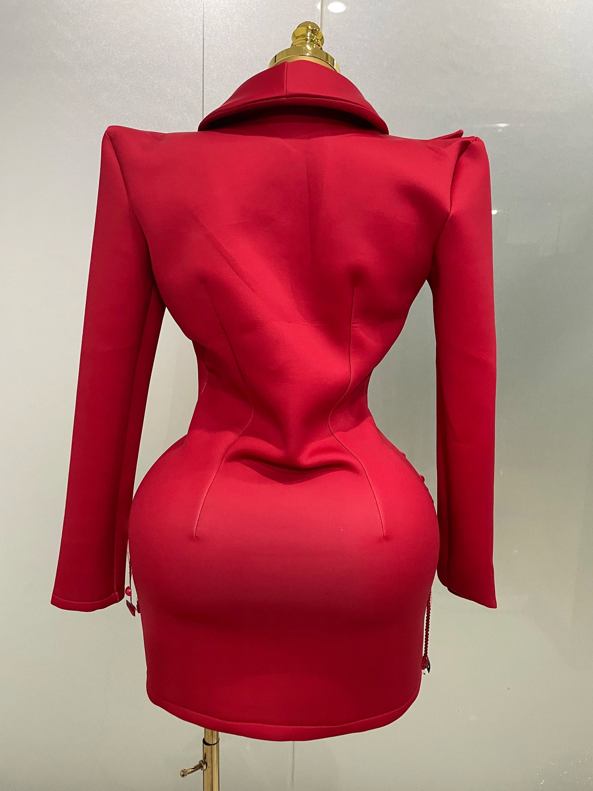 Sparkly Crystal Chains Pearls Long Sleeve Mini Dress 2025 Women Birthday Evening Party Nightclub Outfit Singer Wedding Costume - AMULET RING STORE