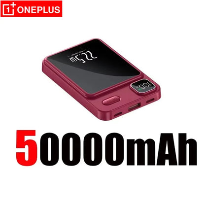 OnePlus 50000mAh Magnetic Wireless Charger Power Bank External Battery Fast Charging PowerBank For Android iPhone 15 16 Xiaomi - AMULET RING STORE