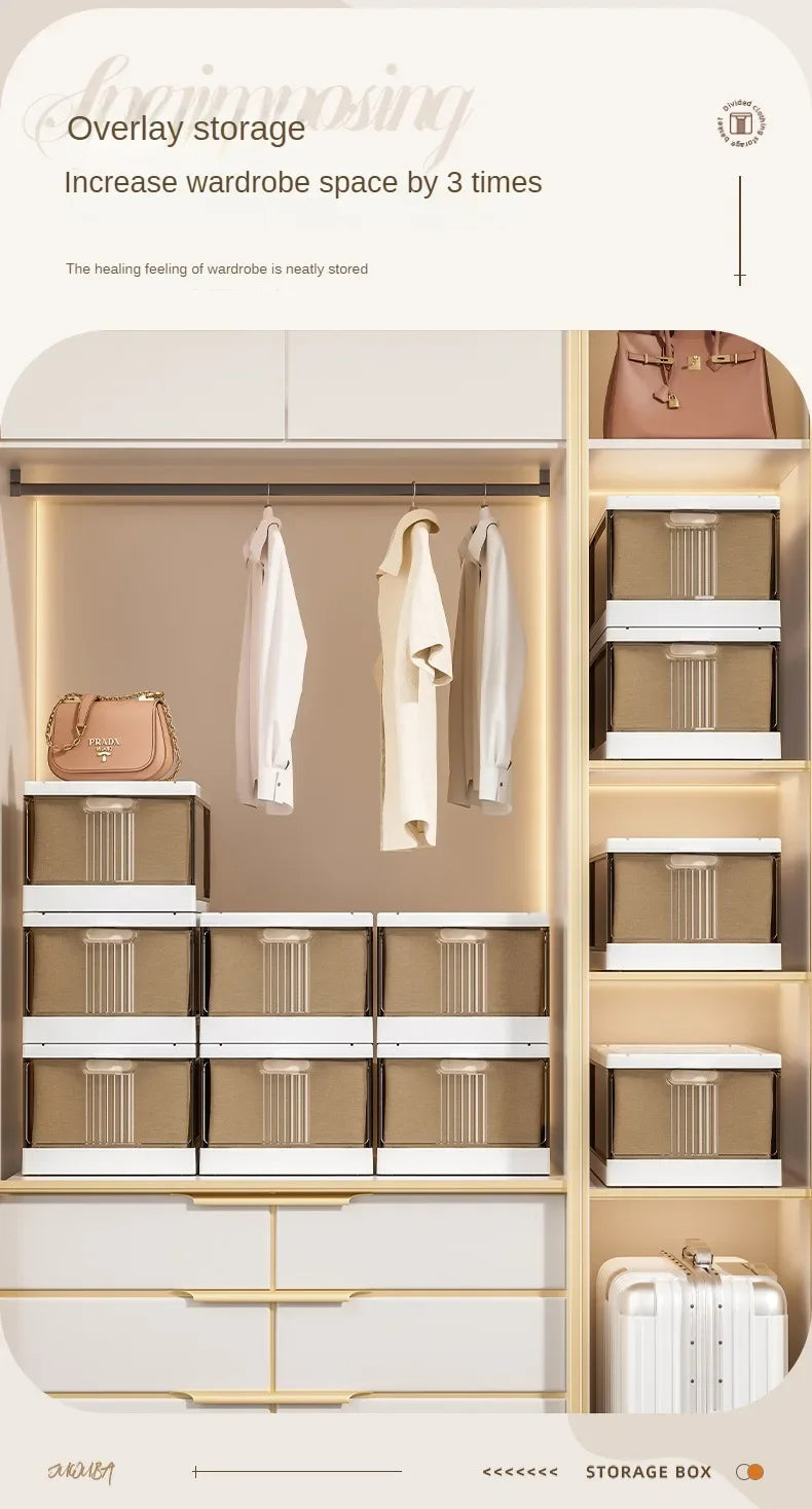 Large-capacity Clothes Organizer Household Closet Layered Pull-out Partition Organizer Box Foldable Dust Pants Organizer Box - AMULET RING STORE