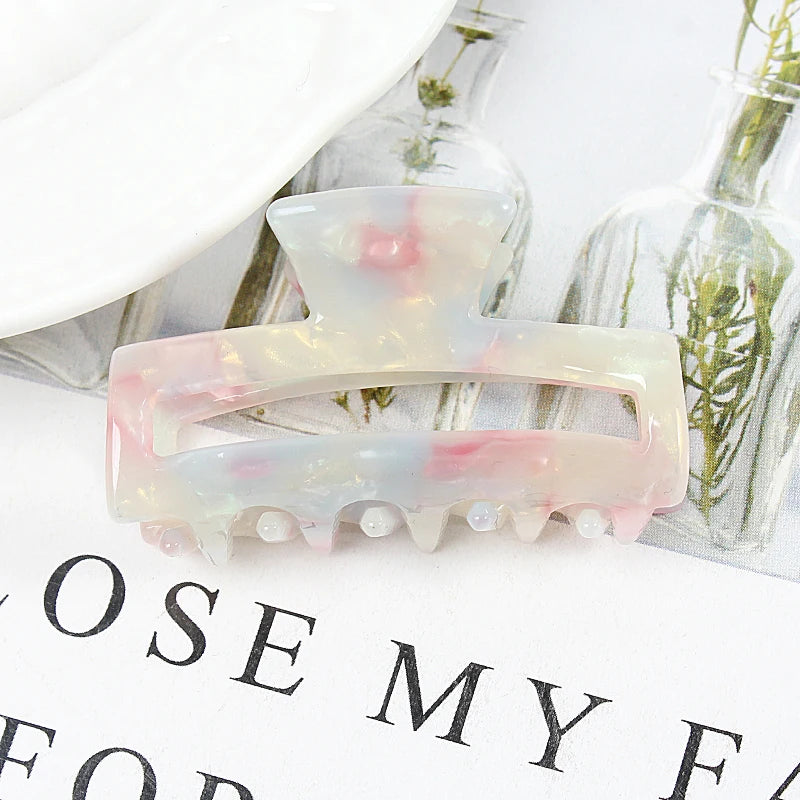 Mini Women's Hair Clips Colorful Geometric Hollow Crab Claw Clip Acetate Leopard Print Fashion Girls Hairpin Hair Accessories - AMULET RING STORE