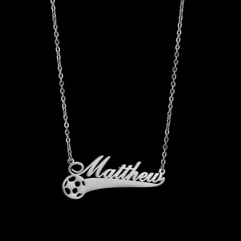 Custom Name Necklace Football Sports Style Personalized Men Customized Chains Stainless Steel For Male Jewelry Birthday Gifts