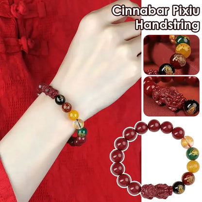 FengShui Pixiu Charms Cinnabar Bracelet Lucky Cinnabar Chain Chinese Fengshui Charm Bracelets Jewelry  Auspicious Juyun Beads