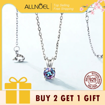 ALLNOEL 0.5ct Lab Created Alexandrite Pendant Necklace for Women 925 Sliver Color Changing Gemstone June Birthstone Wedding Gift