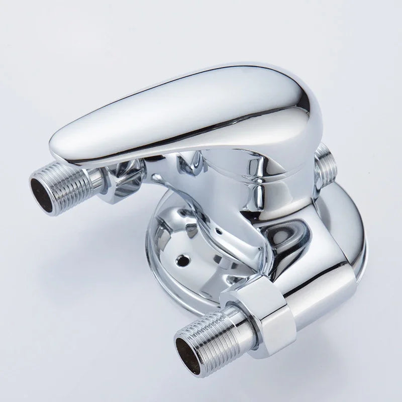 G1/2" Bathtub Shower Faucet Hot and Cold Water Mixing Valve Bathroom Set Countertop Mounted Chrome Plated Valve Bath Shower Set