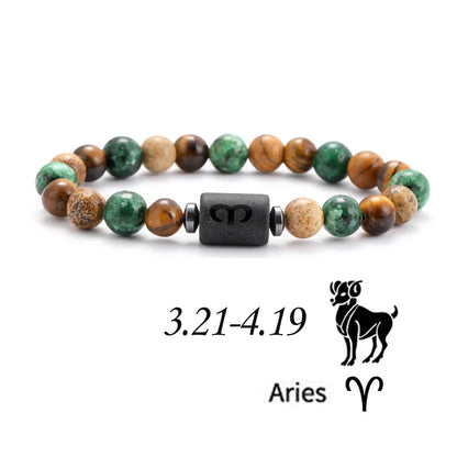 12 Zodiac Signs Natural Stone Bracelets Leo Capricorn Taurus Cancer Bracelets Women Men Couple Friendship Jewelry Gift Bracelets