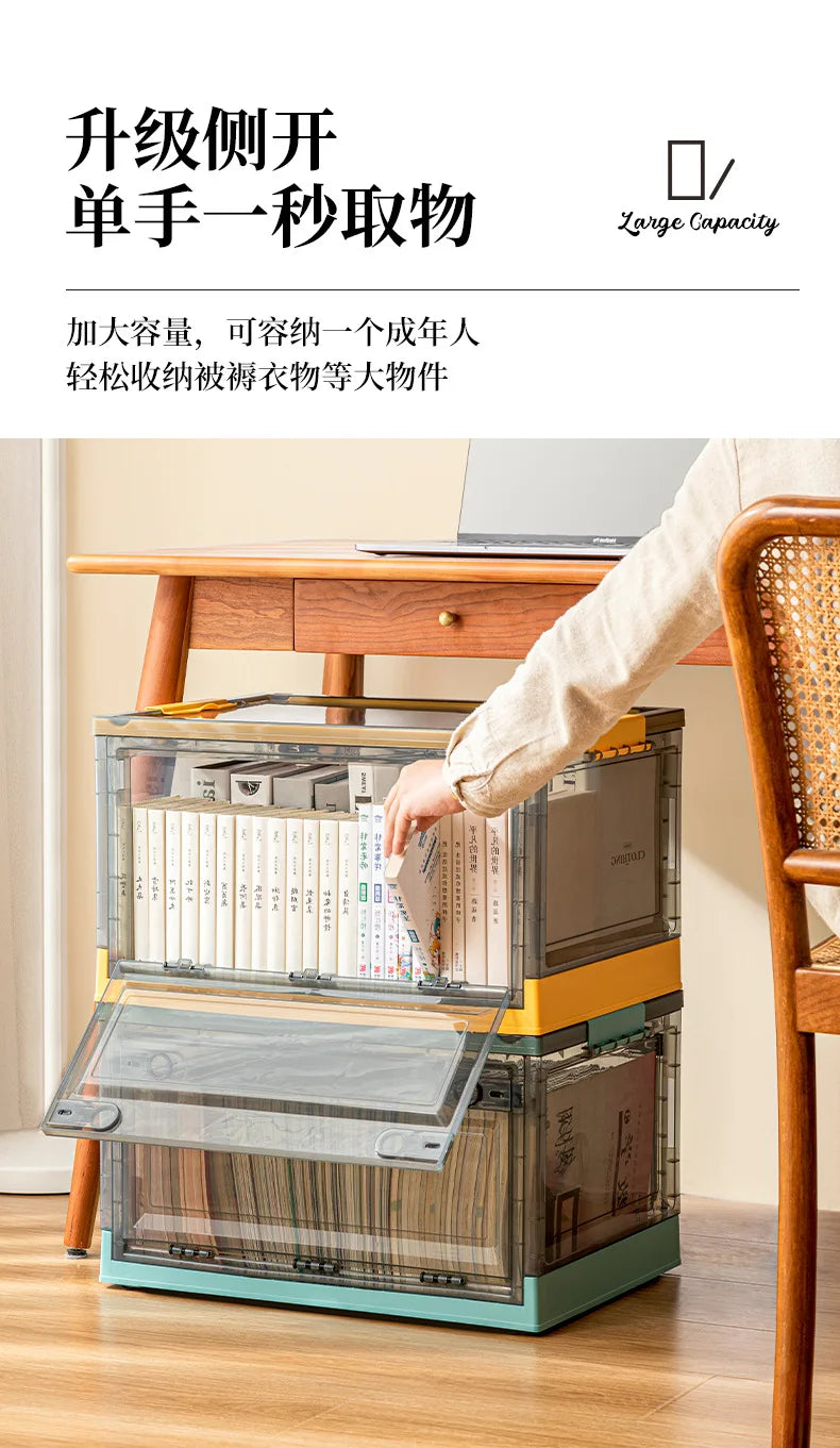 Foldable Storage Trunk Open Storage Box Transparent Storage Bin Home Wardrobe Clothes Organizer Large Capacity Sundries Box - AMULET RING STORE