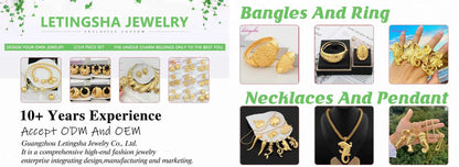 Fashion Bride Jewelry Set Indian Luxury Gold Color Necklace Tassel Earrings with Bracelet Set Dubai Classic Jewellery Party Gift