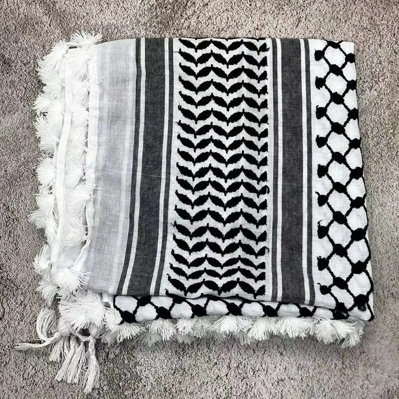 Military Shemagh Tactical Desert Scarf Shemagh Scarf Men Neck Head Wraps for Men Cotton Keffiyeh Arab Wrap with Tassel - AMULET RING STORE