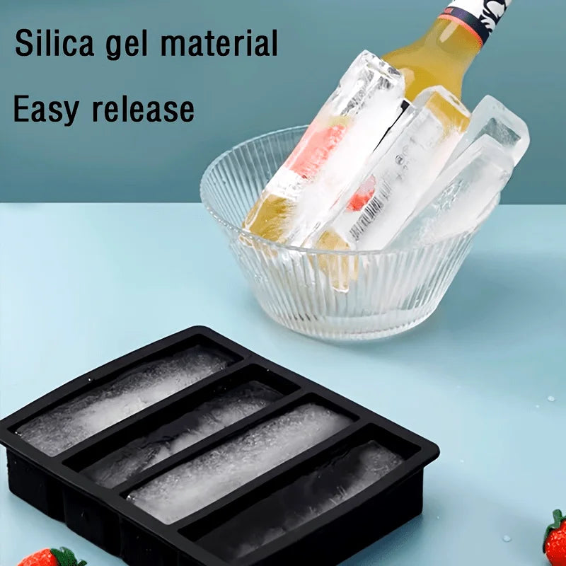 1/4pcs Large Rectangular Ice Cube Mold Set with Lid Stackable Freezer Trays for Bottles Beverages Long Cubes Mould Kitchen Items - AMULET RING STORE