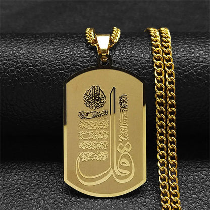 2024 Muslim Islamic Quran Stainless Steel Chain Necklace Women/Men Gold Color Necklaces Pendants Jewelry gargantilla N2279S05