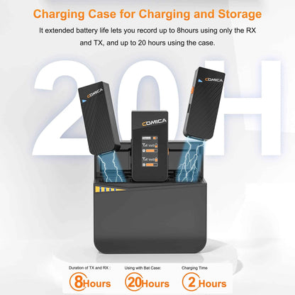 COMICA Vimo C 2.4G Mini Wireless Lapel Microphone with Charging Case, for Smartphone Camera Podcast Interview YouTube Facebook