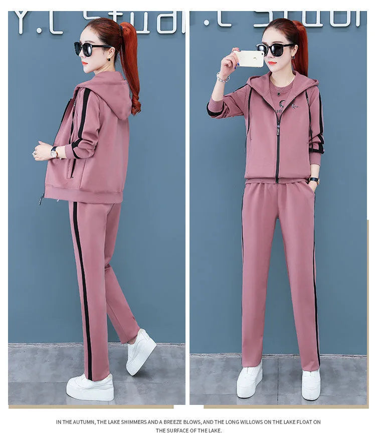 Spring Autumn Women Tracksuit Coats+Sweatshirts+Pants 3Pcs Suit Fashion Outfits Ladies Casual Clothing Sets Loose Sportswear