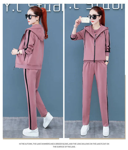 Spring Autumn Women Tracksuit Coats+Sweatshirts+Pants 3Pcs Suit Fashion Outfits Ladies Casual Clothing Sets Loose Sportswear