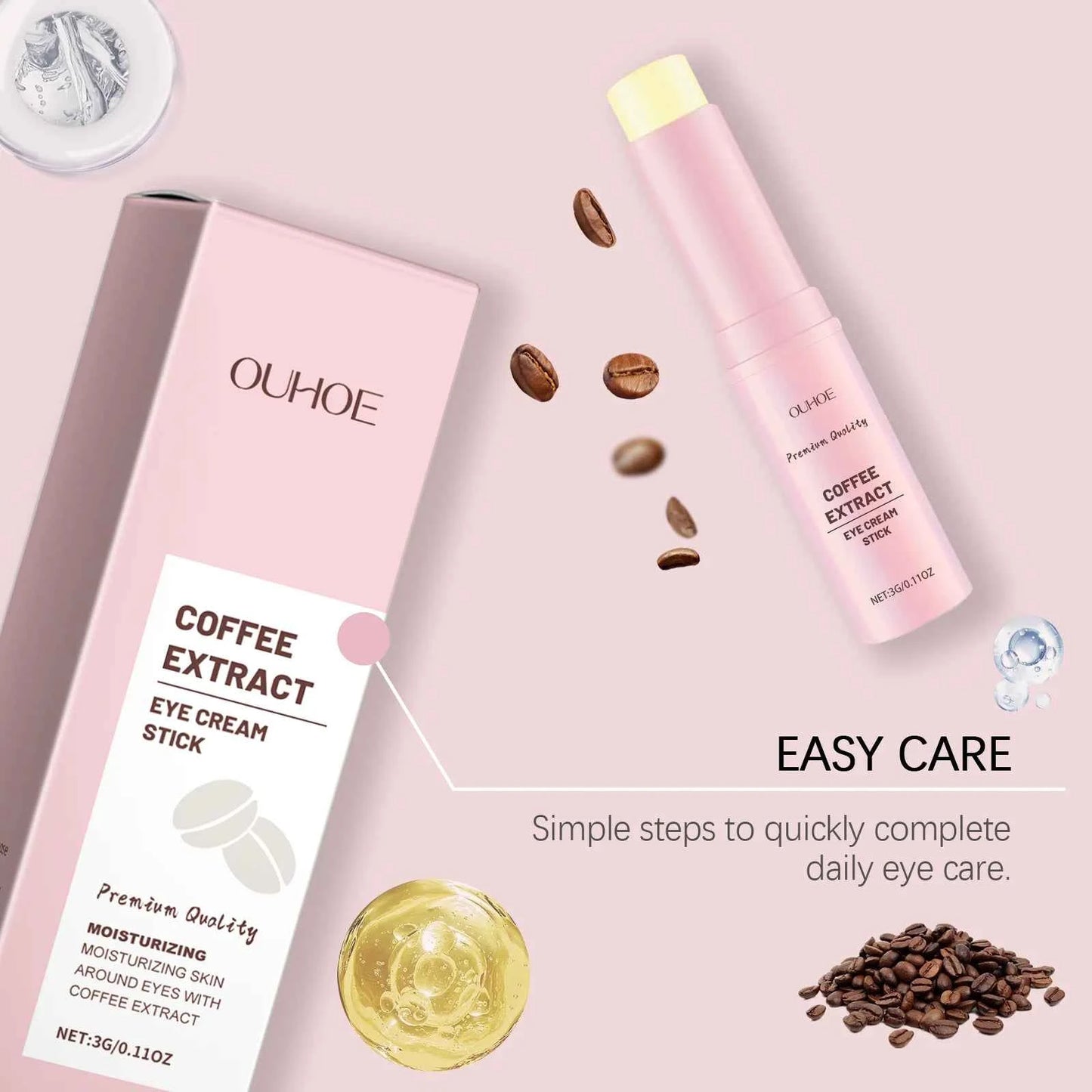 Caffeine Eye Cream Stick Lifting Firming Brighten Eyes Skin Fade Fine Lines Anti Puffiness Hydrating Moisturizing Eye Care Cream