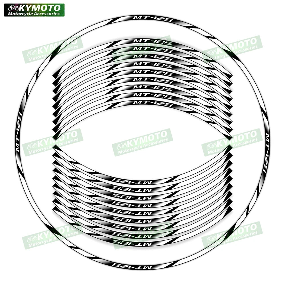 For Yamaha MT-125 MT125 motorcycle 17 inch front and rear wheel stickers modified waterproof reflective wheel rim stickers