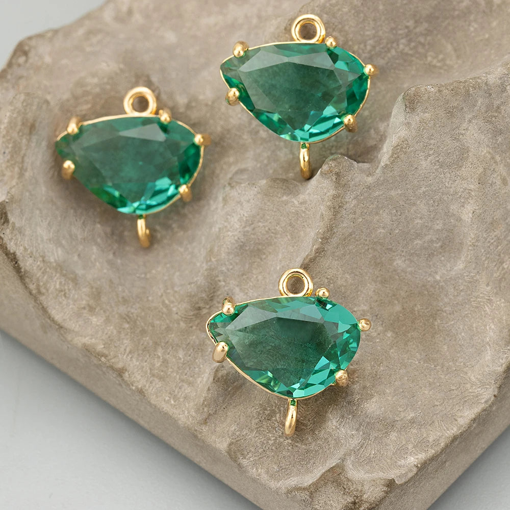 GUFEATHER ME92,jewelry accessories,18k gold rhodium plated,copper,glass,hand made,charms,diy pendants,jewelry making,6pcs/lot - AMULET RING STORE