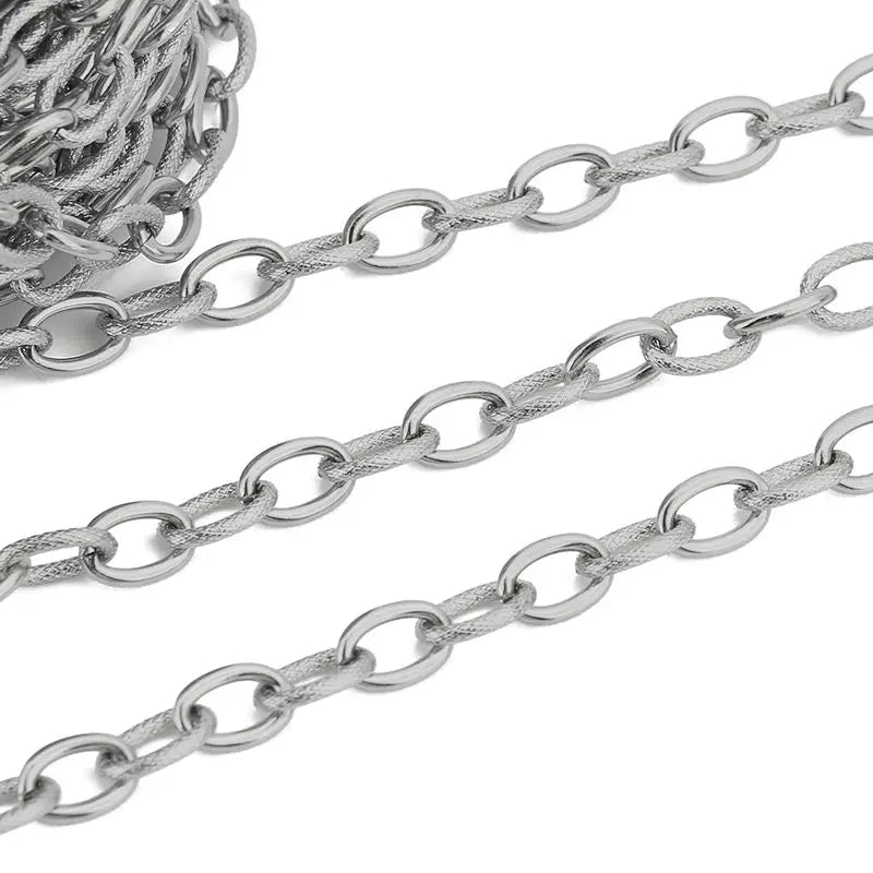 1M Heavy Chunky Hip Hop Chain Stainless Steel Frosted Oval Link Chains for DIY Men Jewelry Making Punk Necklace Bracelet Chain - AMULET RING STORE