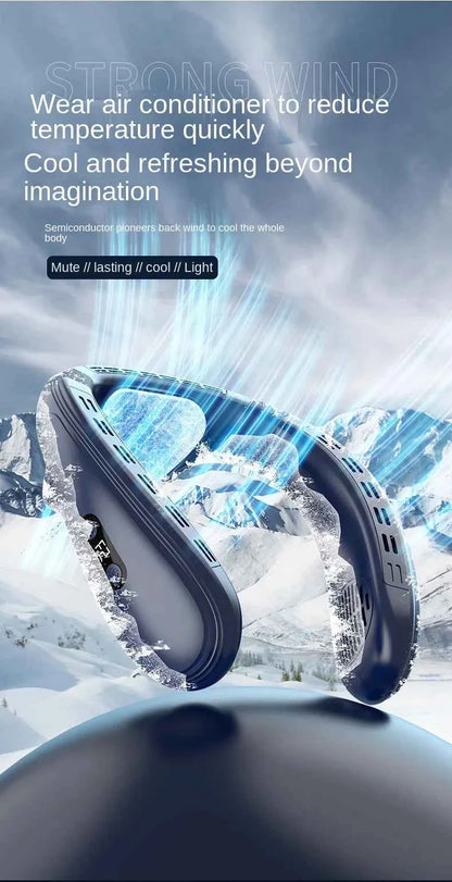 2024 New Neck Air Conditioner Portable Neck Fan Rechargeable Semiconductor Cooling Bladeless Fan Wearable Cooler multi purpose