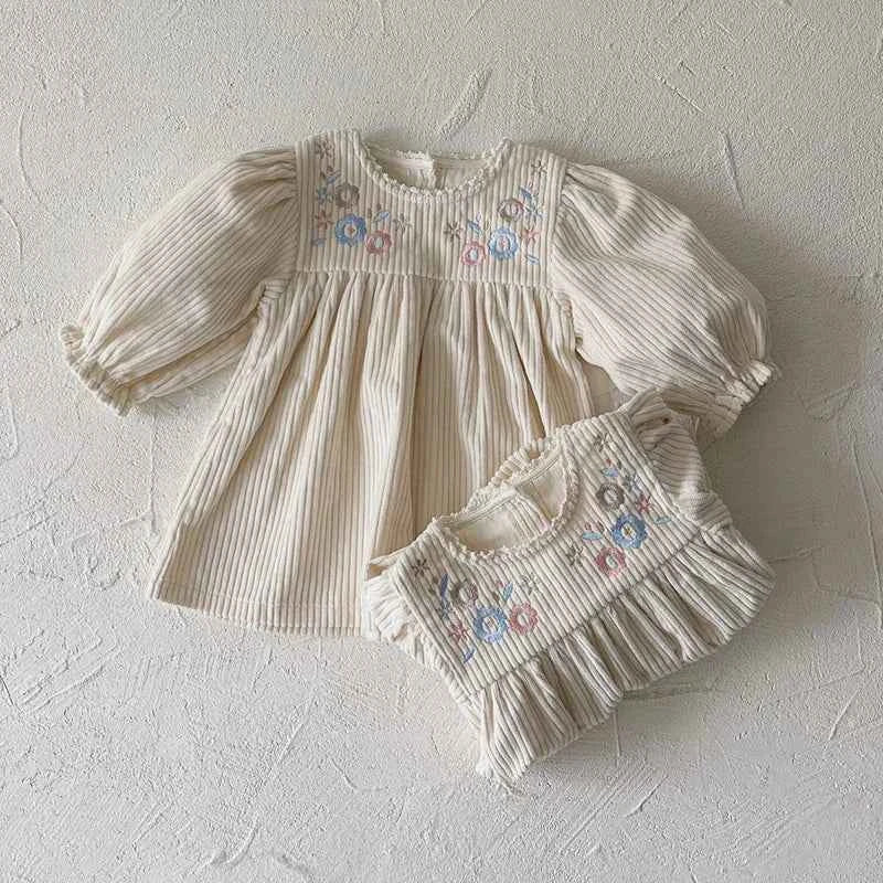 Autumn Toddler Baby Girl Romper Corduroy Long Sleeve Embroidered Flowers Newborn Baby Girl Jumpsuit Spring Baby Girl Clothing - AMULET RING STORE