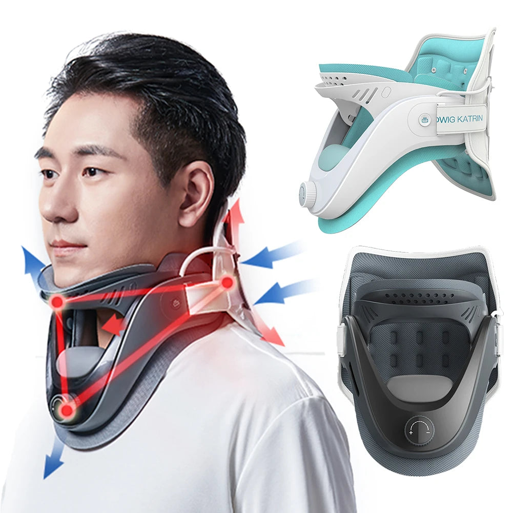 Cervical Traction Device & Neck Brace Set Neck Stretcher Adjustable Neck and Shoulder Relaxer Comfortable for Home Travel Office - AMULET RING STORE