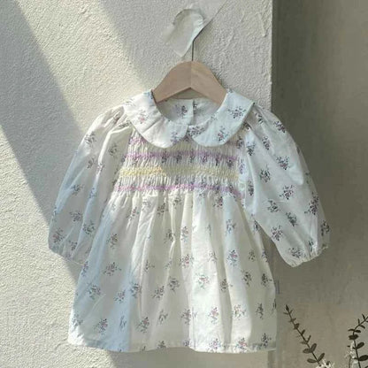 2024 New Autumn 0-3Yrs Kids Princess Dress Baby Bodysuits Long Sleeved Cotton Print Infant Baby Girls Party Dress Sister Clothes