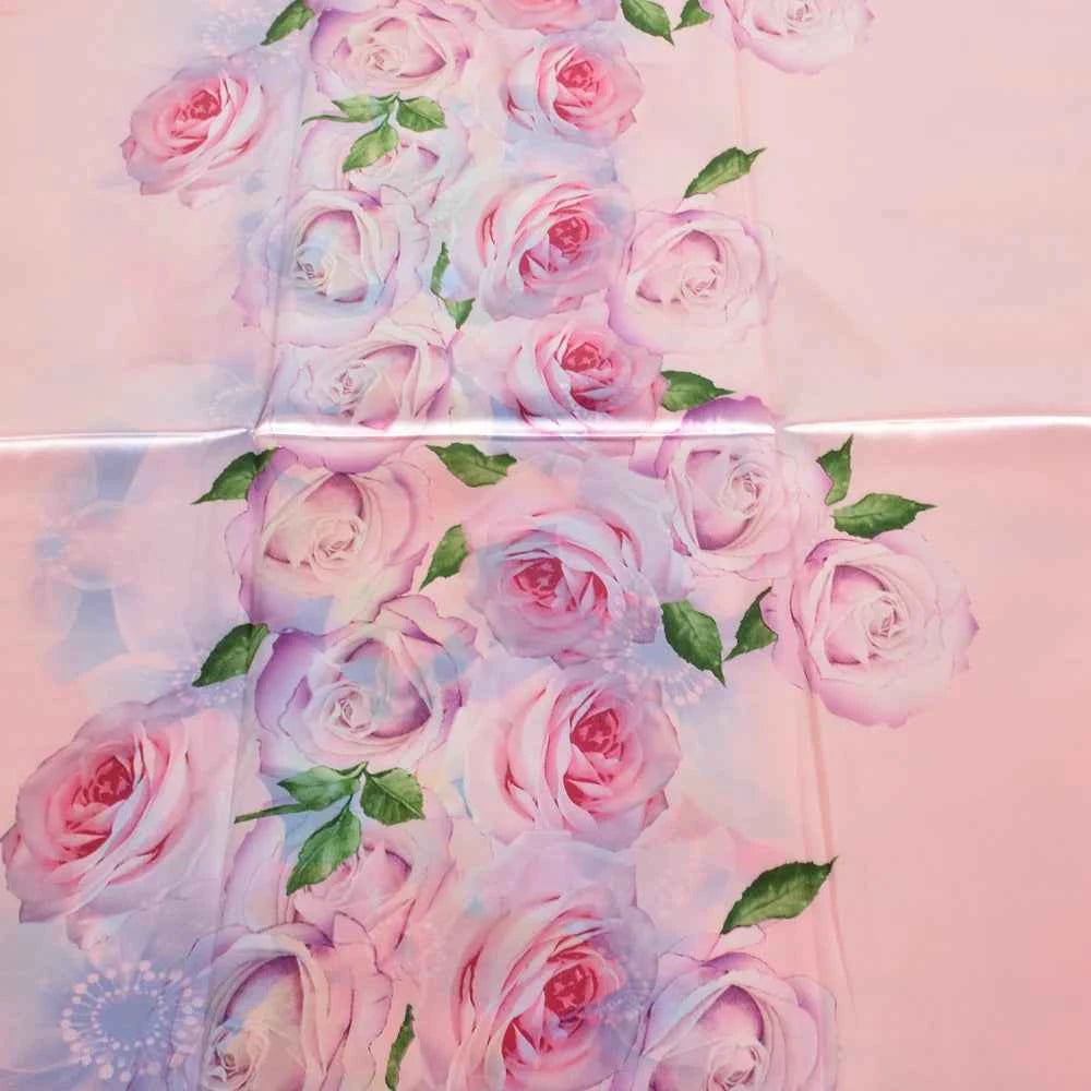 New Spring Fall Pink Rose Silk Scarf Shawl Printed Winter Fashion Women Neck Scarf  Floral Design Long Scarves Wraps  160*70cm