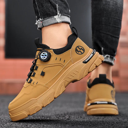 Men's boots autumn and winter new rotating shoelaces fashion casual boots youth outdoor boots anti slip soft sole workwear boots - AMULET RING STORE