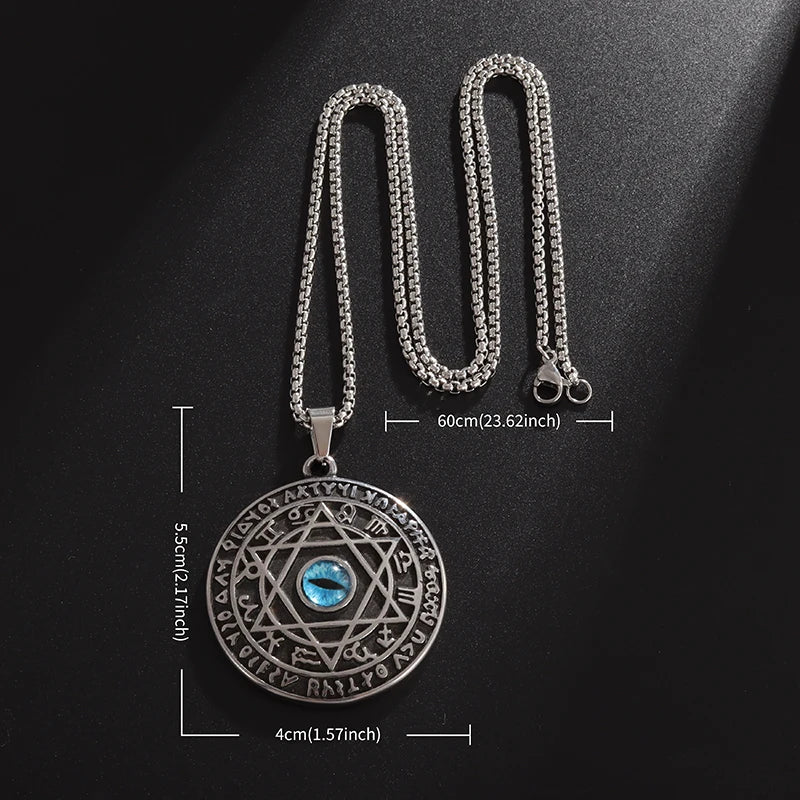 Judaism Stainless Steel Star of David Devil Eye Angel Seal Pendant