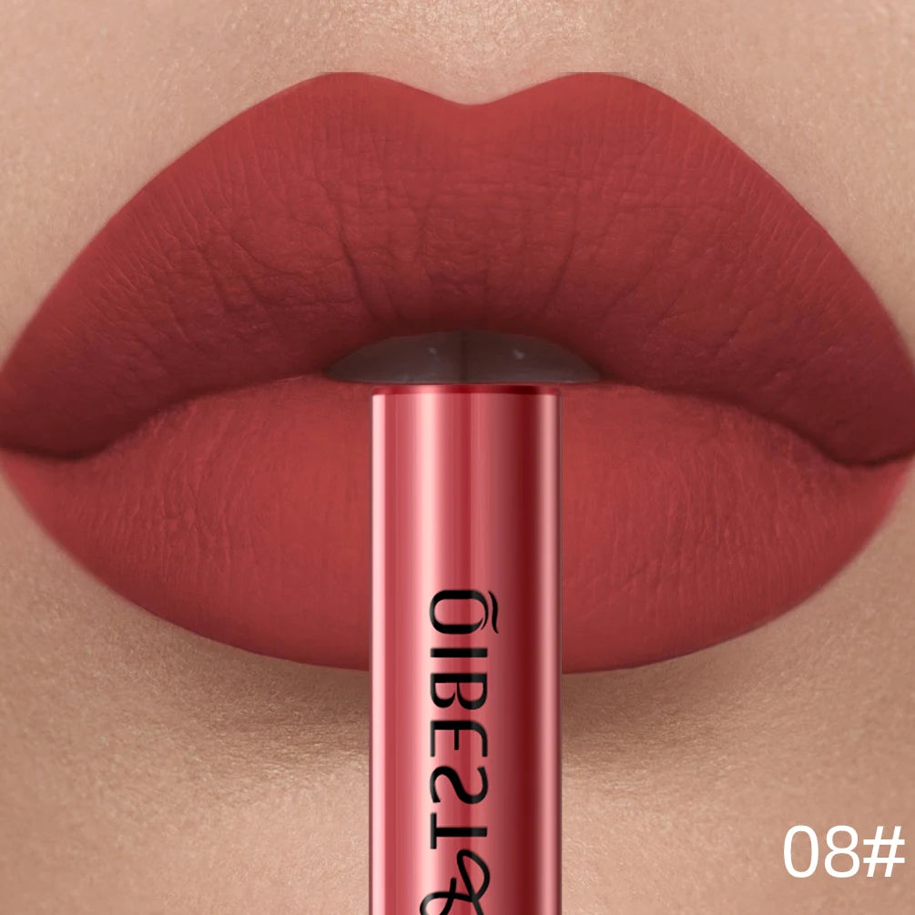 QIBEST Matte Liquid Lipstick Waterproof Long Lasting Velvet Lip Gloss Tint Tube Matte Nude Pigment Red Lipgloss Lips Makeup - AMULET RING STORE