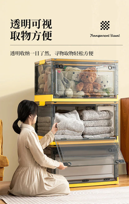 Transparent Storage Bin Foldable Storage Trunk Open Storage Box Home Wardrobe Clothes Organizer Large Capacity Sundries Box - AMULET RING STORE