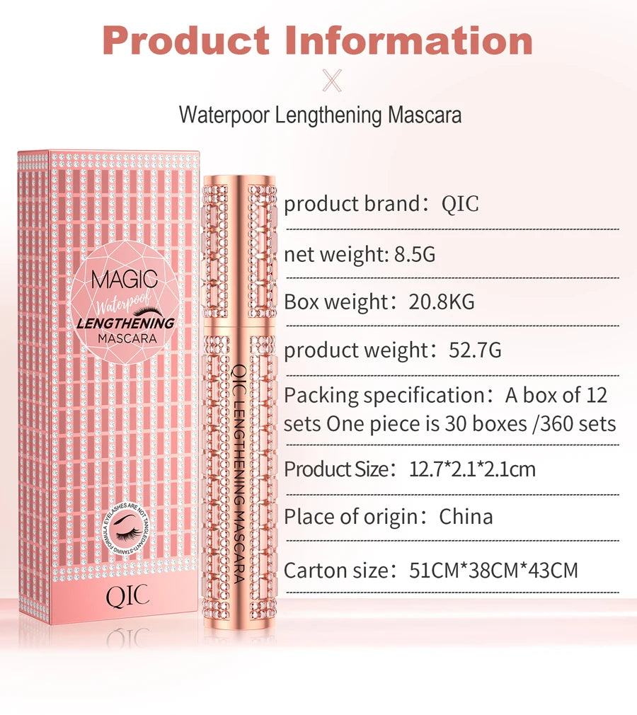 Waterproof 4D Diamond Shine Volume Curl Mascara Luxury Style Smudge-proof Eye Makeup for All Skin Types Eye Cosmetics - AMULET RING STORE